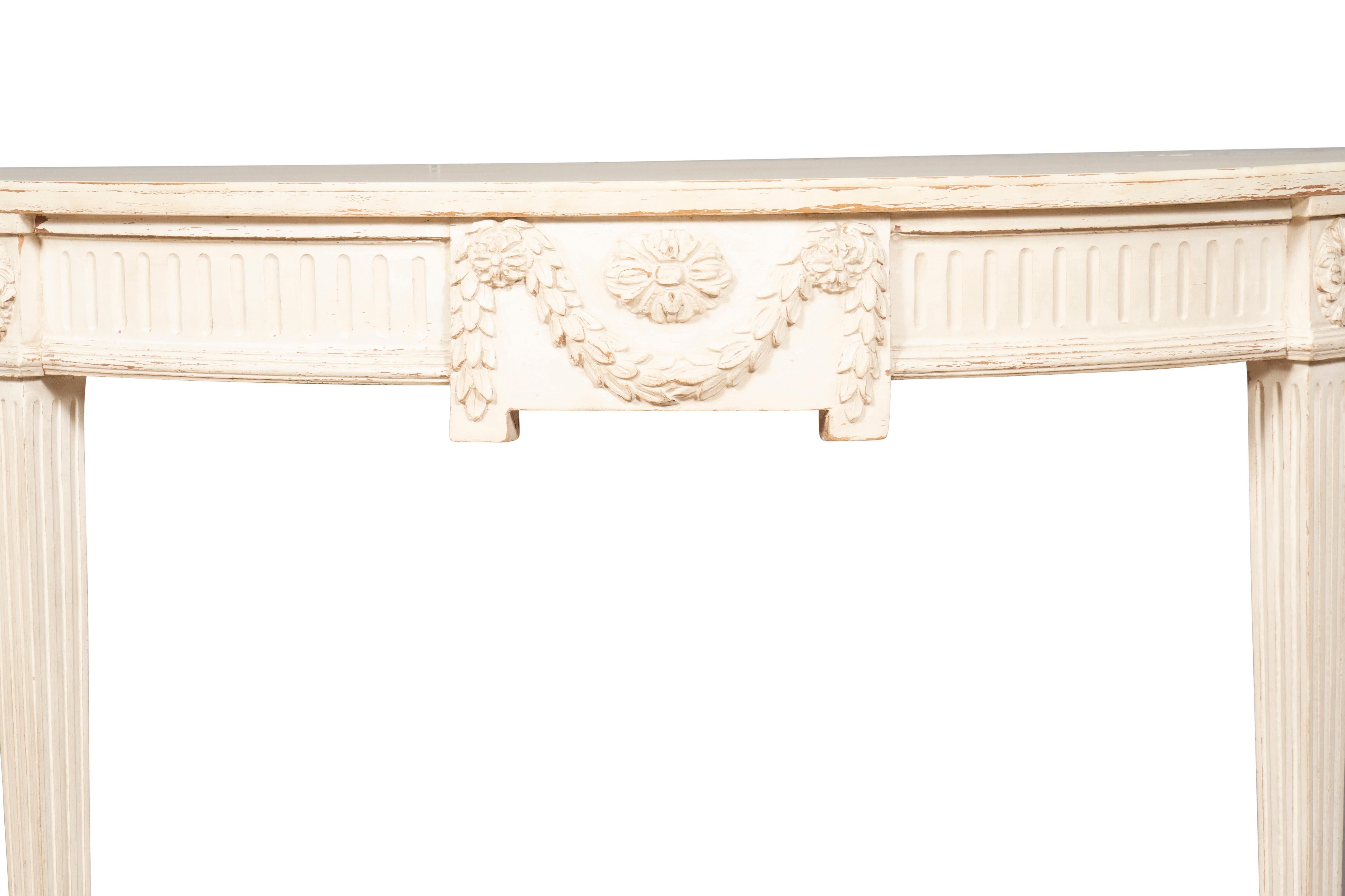 Pair of Neoclassic Style Demilune Painted Console Tables 1