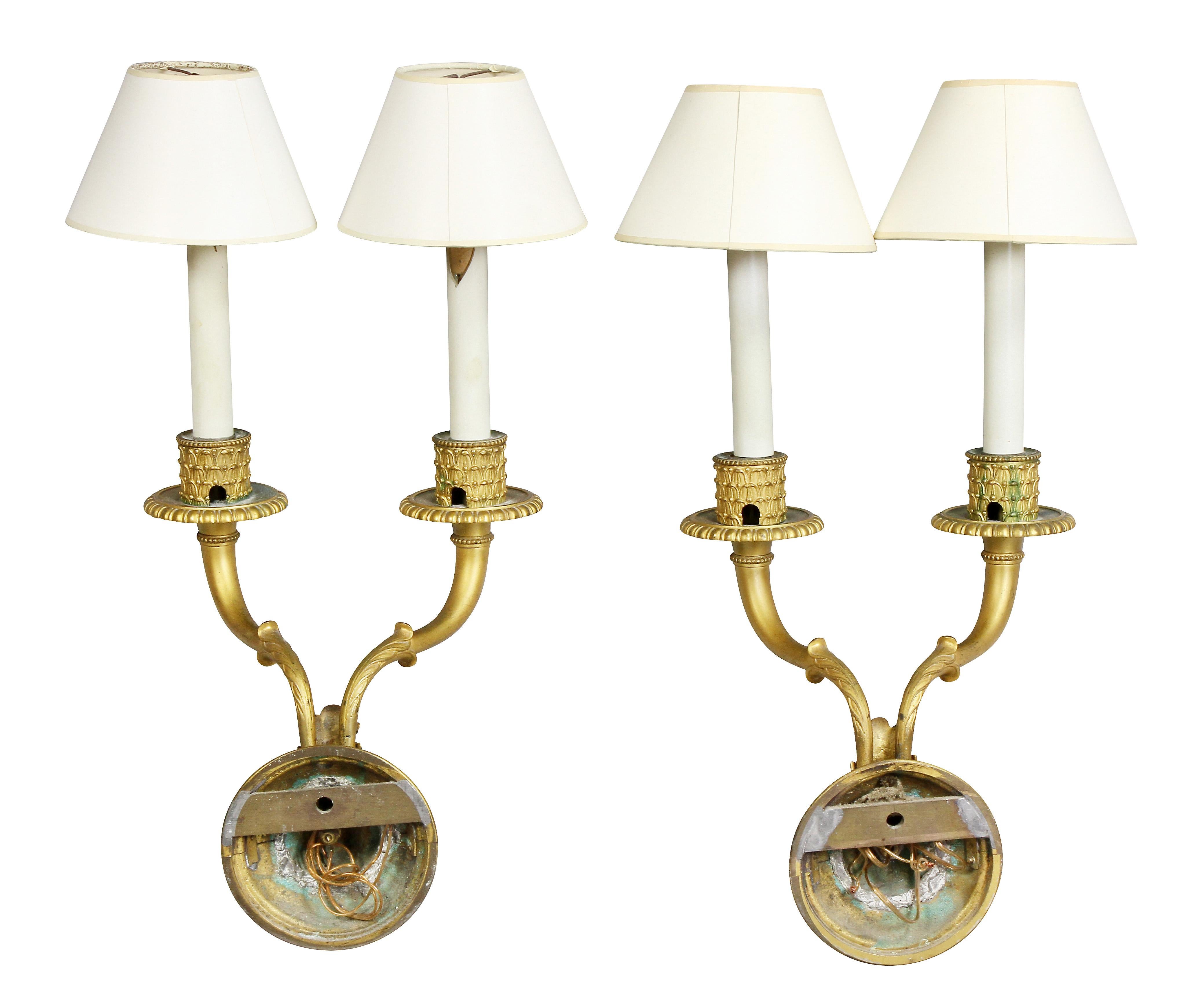 Pair of Neoclassic Style Gilt Bronze Wall Lights 1