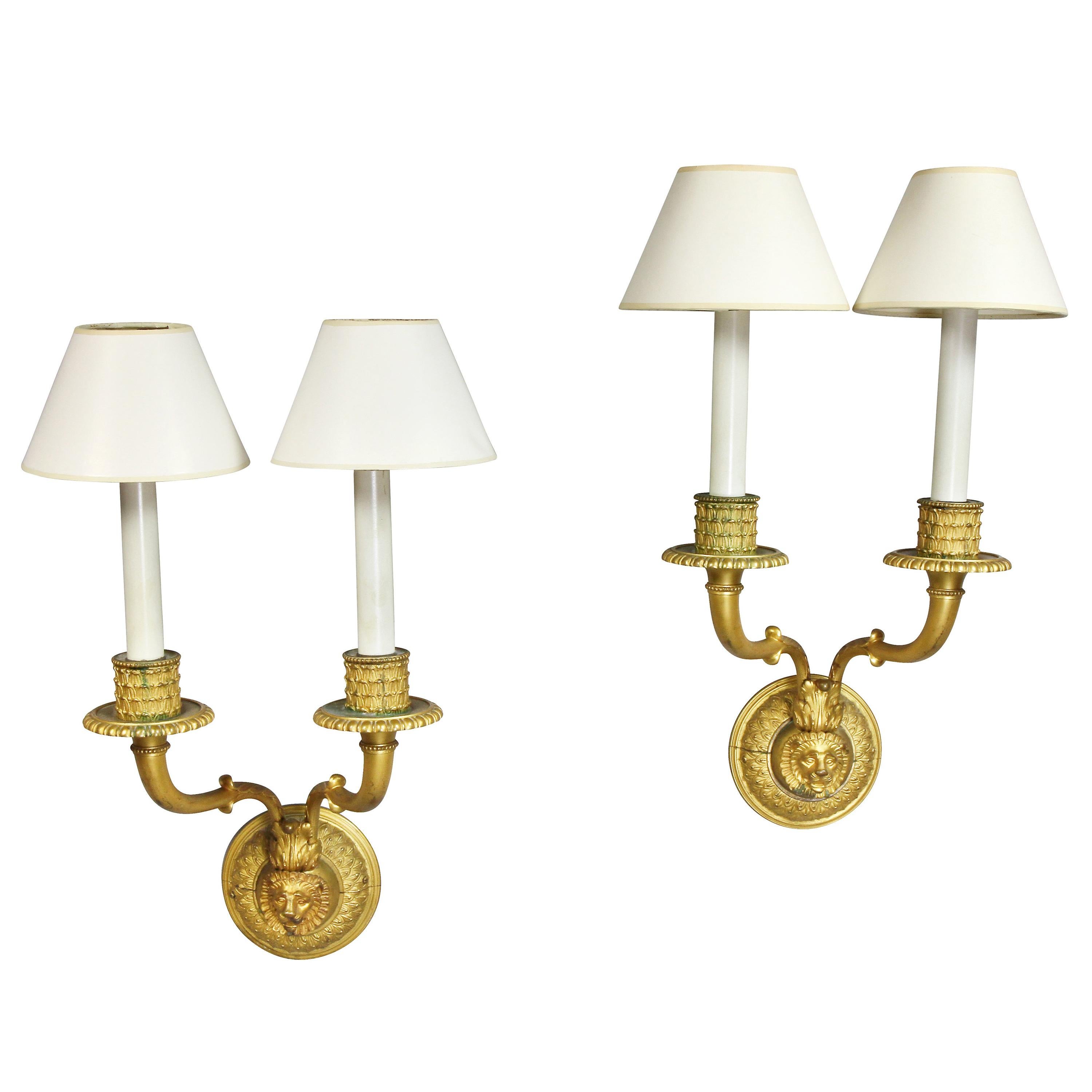 Pair of Neoclassic Style Gilt Bronze Wall Lights