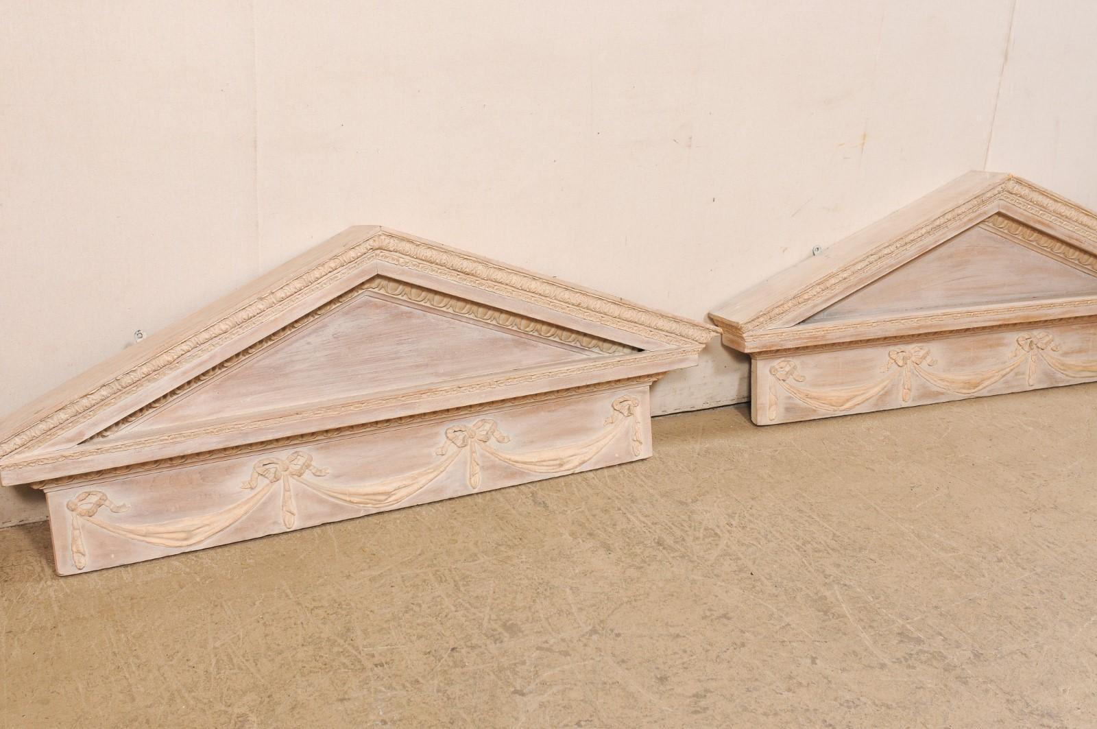 Pair of Neoclassic Style Hanging Wood Pediments For Sale 5