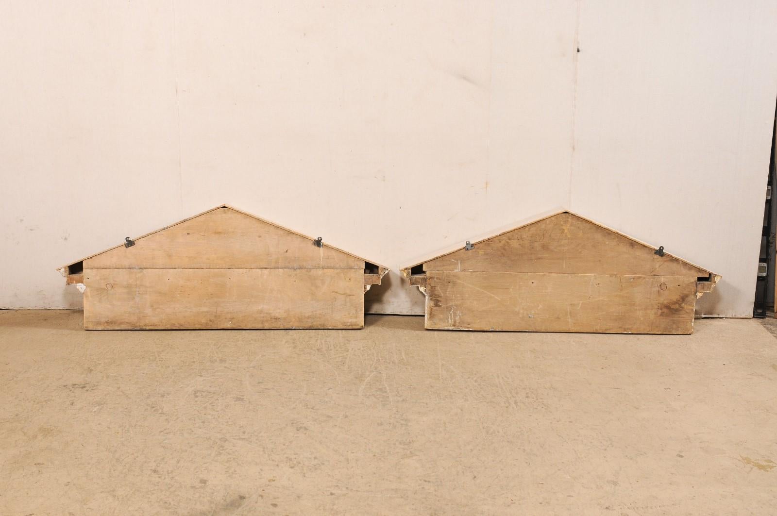 Pair of Neoclassic Style Hanging Wood Pediments For Sale 6