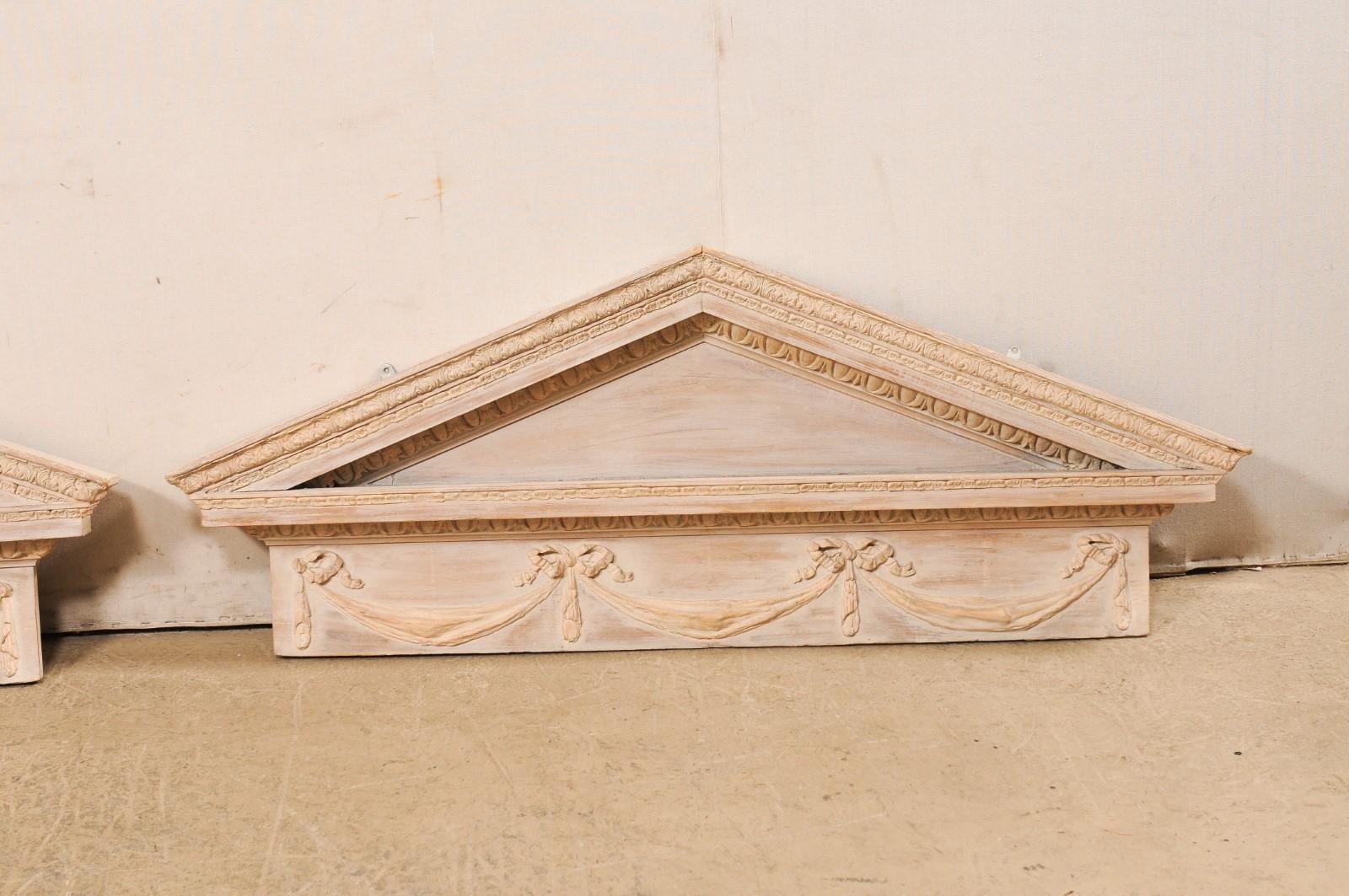 Neoclassical Pair of Neoclassic Style Hanging Wood Pediments For Sale