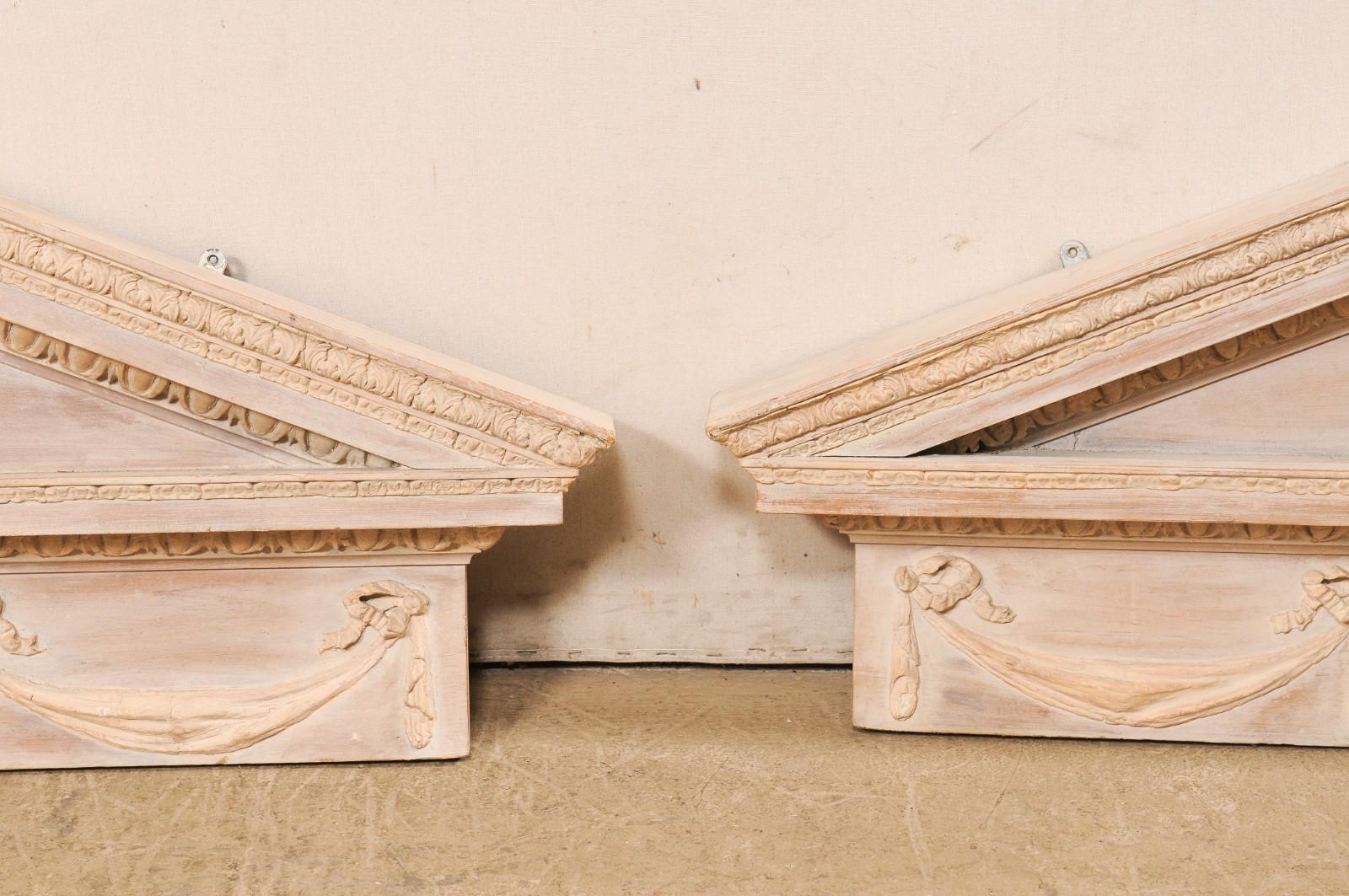 20th Century Pair of Neoclassic Style Hanging Wood Pediments For Sale