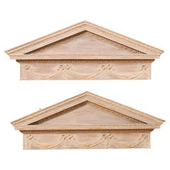 Pair of Neoclassic Style Hanging Wood Pediments (Approx. 4.9 Ft Wide)