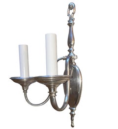Pair of Neoclassic Style Silver Sconces