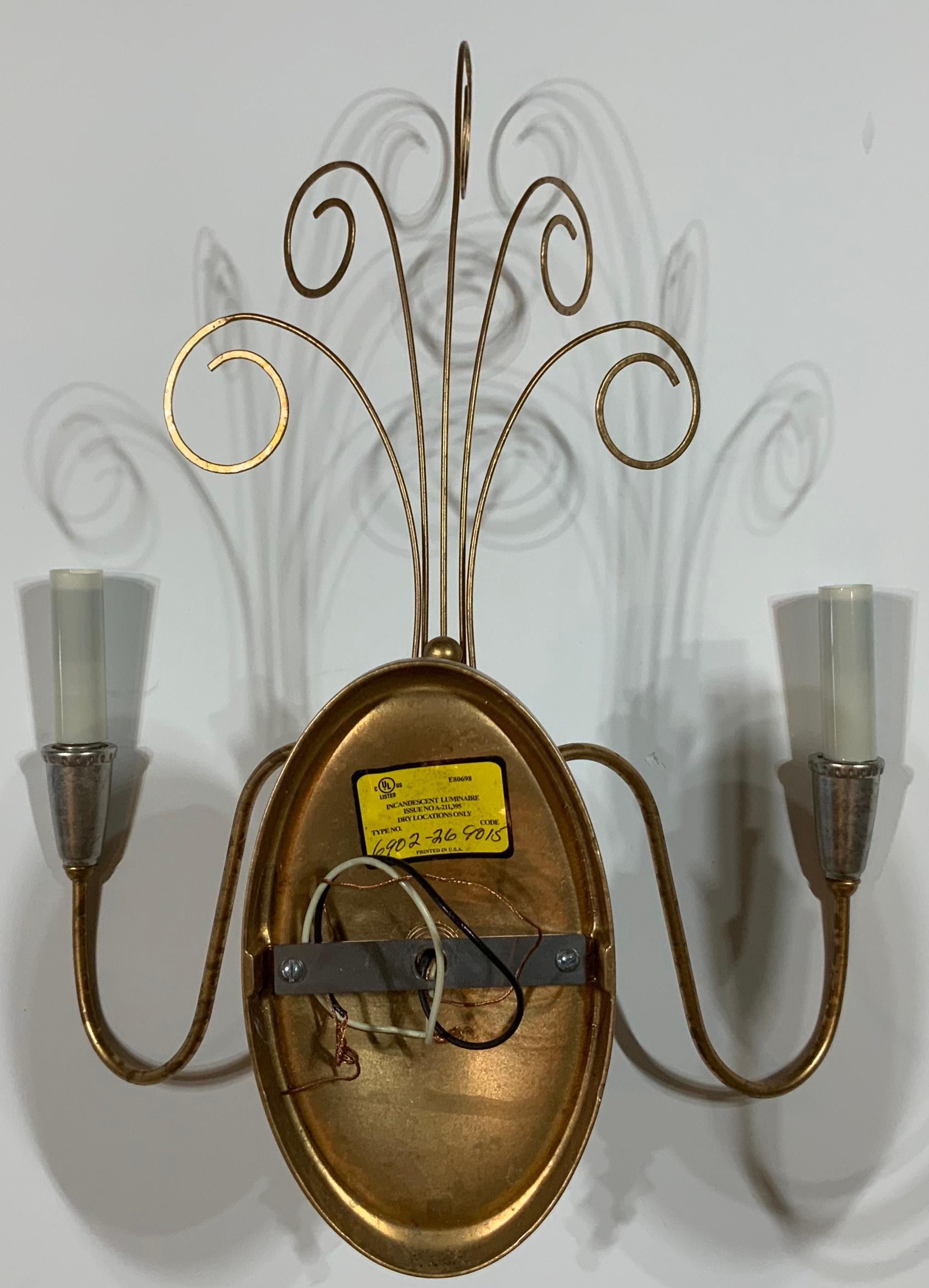Late 20th Century Pair of Neoclassic Style Wall Sconces For Sale