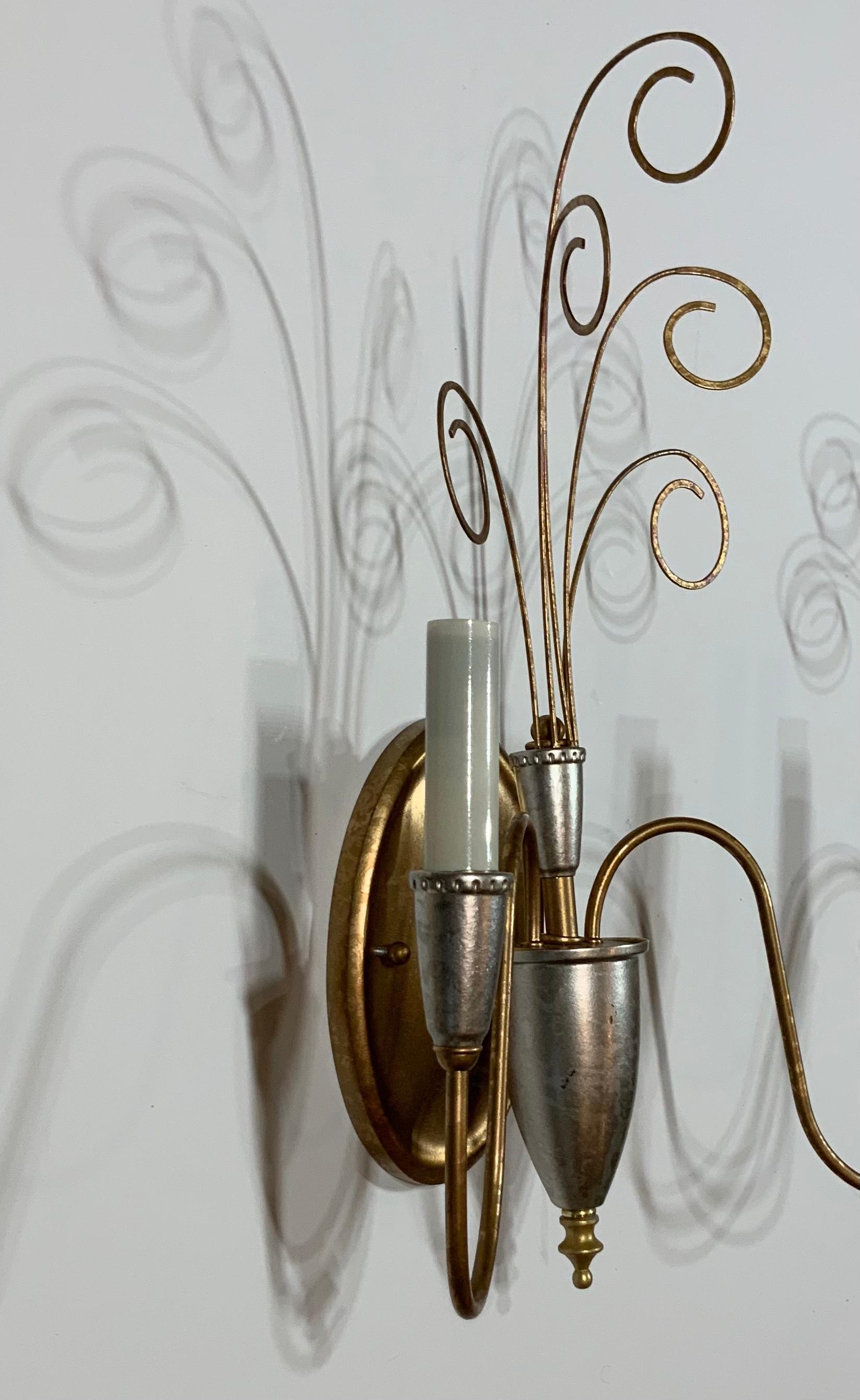 Metal Pair of Neoclassic Style Wall Sconces For Sale