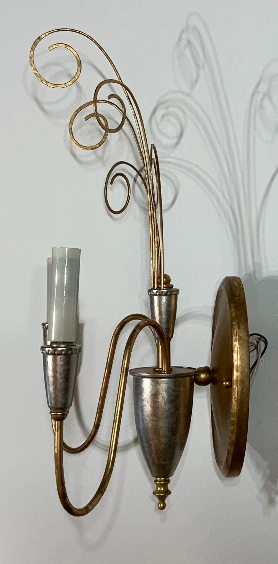 Metal Pair of Neoclassic Style Wall Sconces For Sale
