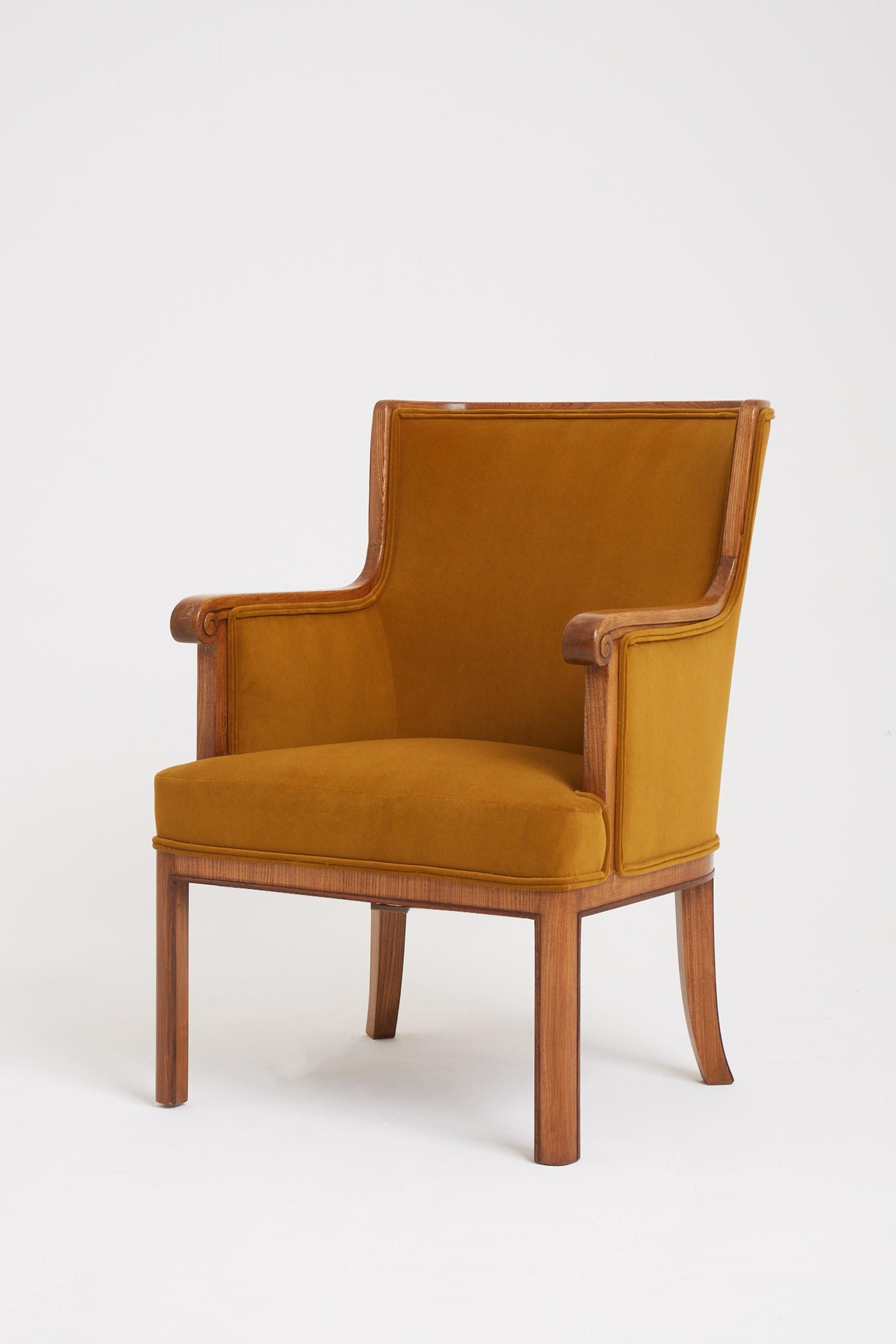 French Pair of Neoclassical 1940s Armchairs