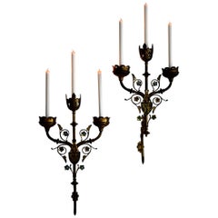 Pair of Neoclassical 19th Century Wall Candleholders