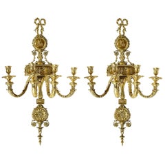 Antique Pair of Neoclassical Adam Style Wall Lights, 19th Century