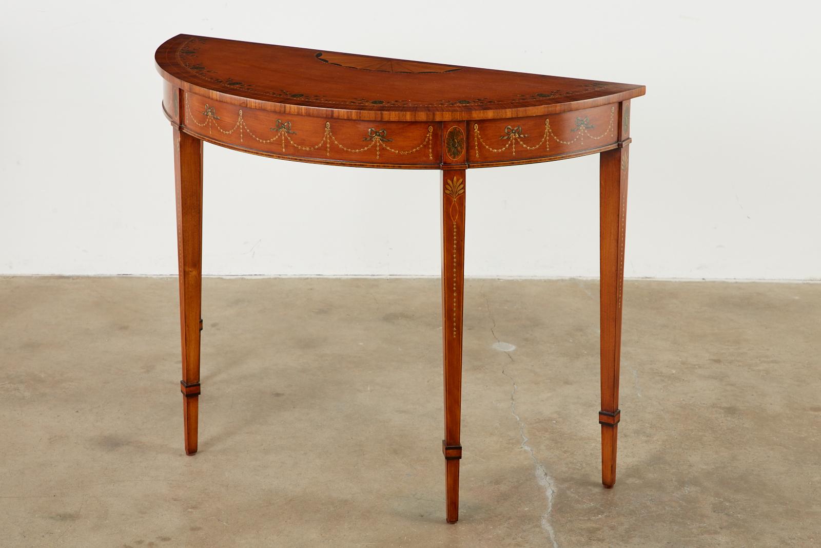 Pair of Neoclassical Adams Style Demilune Consoles by Schumacher 9