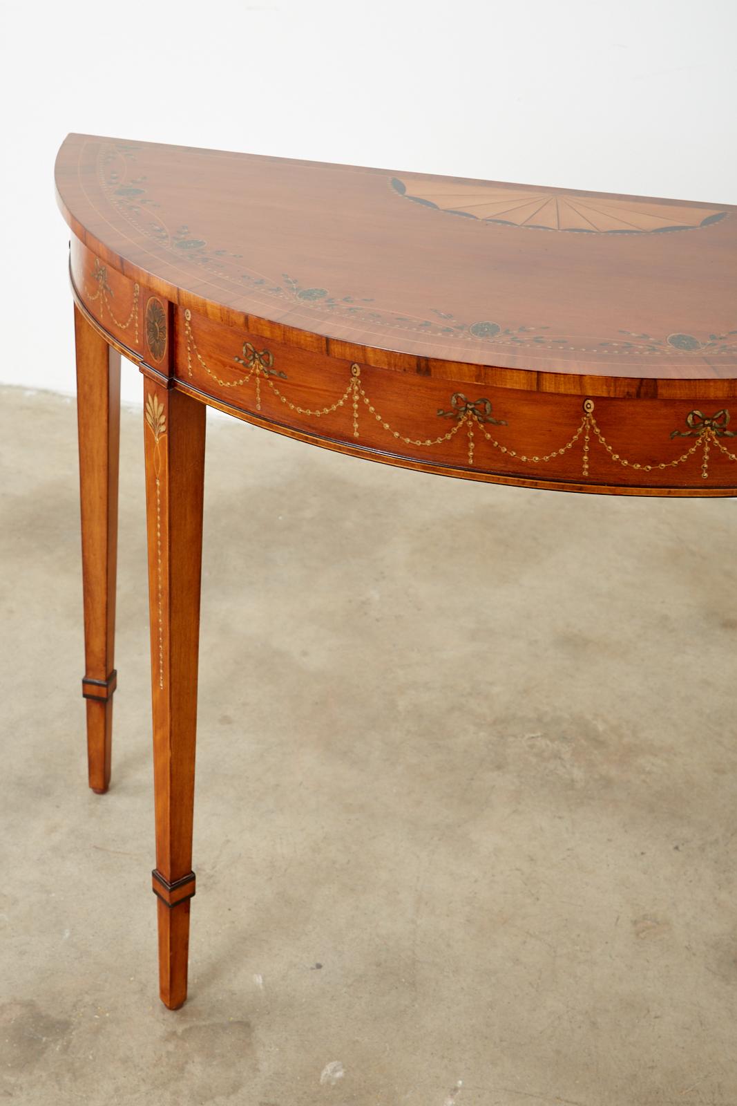 Pair of Neoclassical Adams Style Demilune Consoles by Schumacher 11