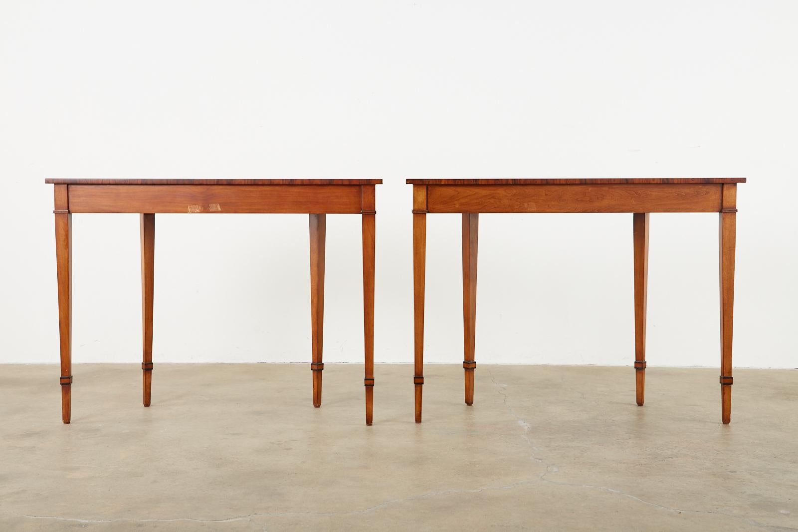 20th Century Pair of Neoclassical Adams Style Demilune Consoles by Schumacher