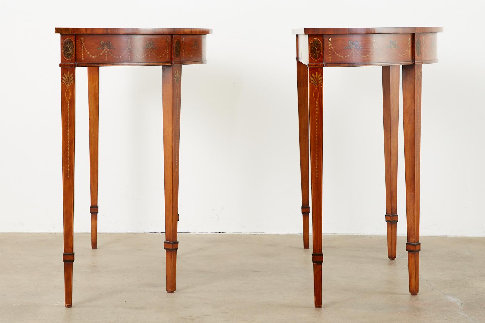 Pair of Neoclassical Adams Style Demilune Consoles by Schumacher 1