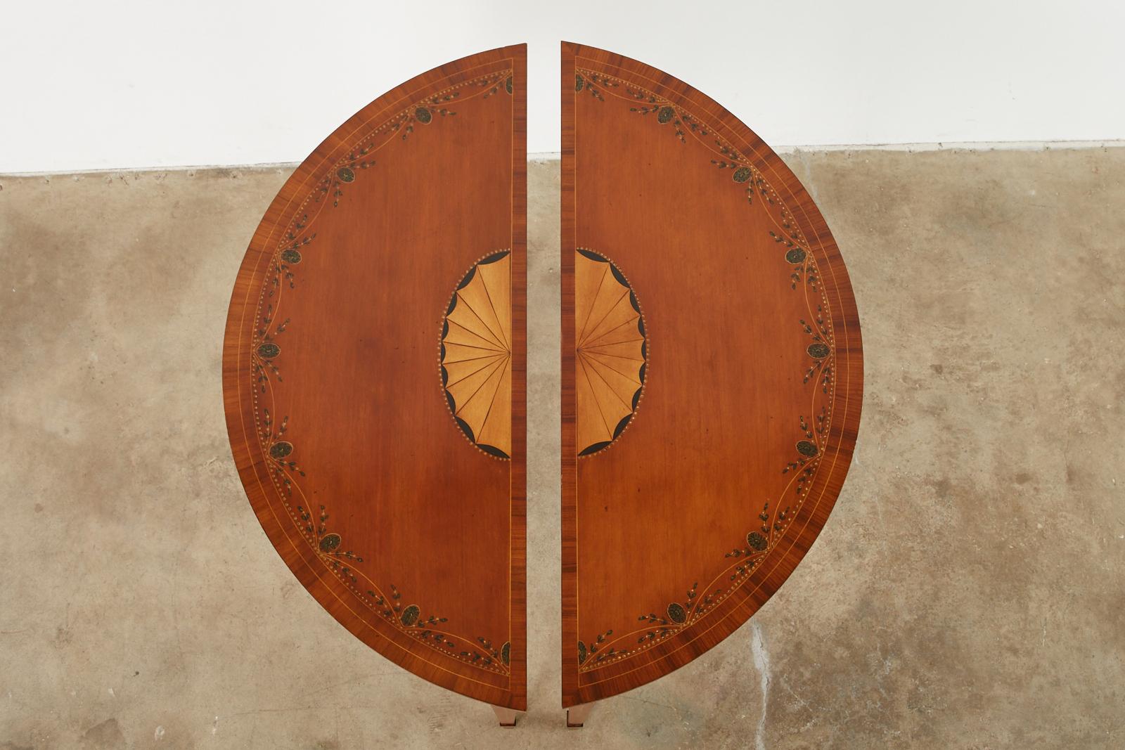 Pair of Neoclassical Adams Style Demilune Consoles by Schumacher 2