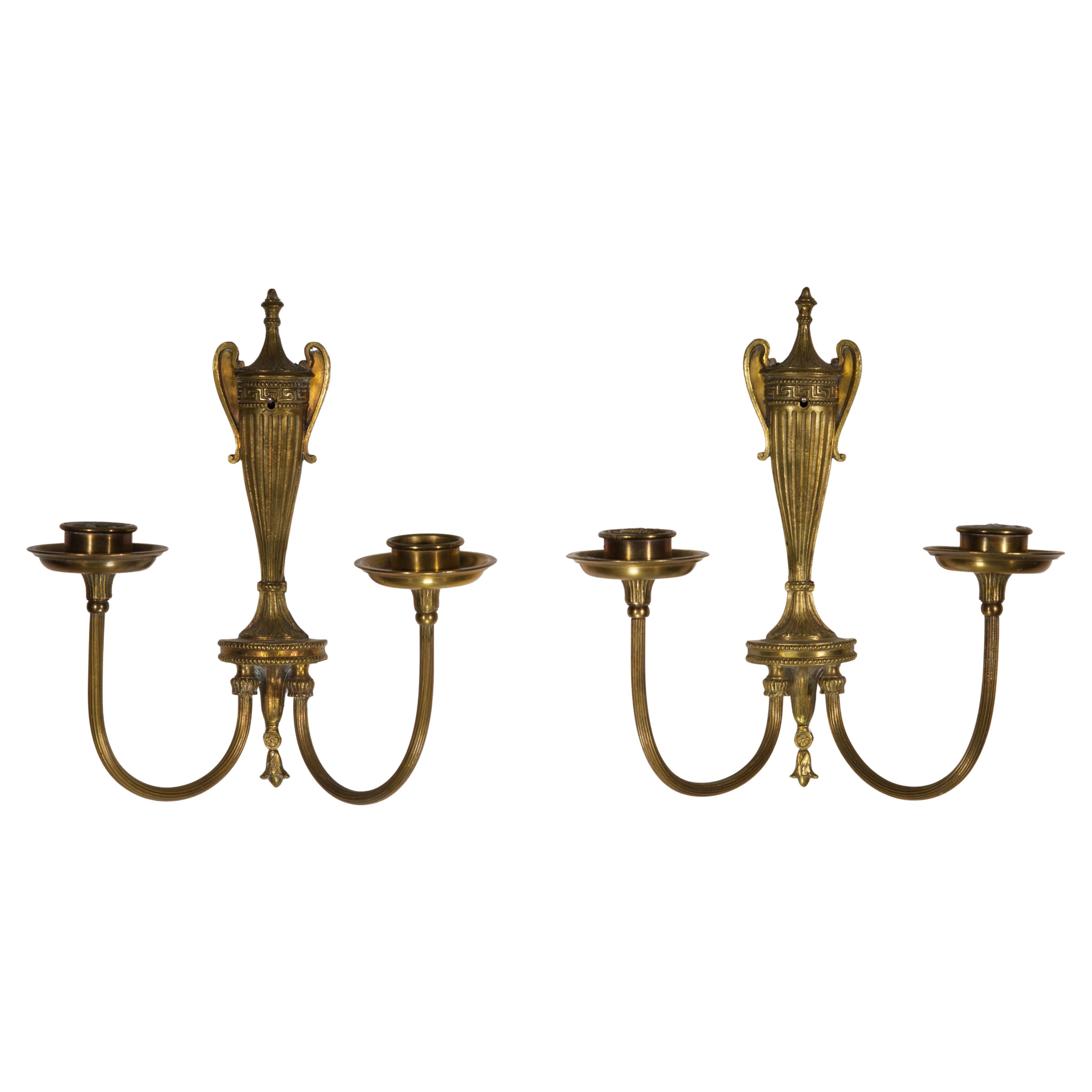 Pair of Neoclassical American Bronze Sconces, Double Arms, 1900s-1920s, #2