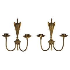 Pair of Neoclassical American Bronze Sconces, Double Arms, 1900s-1920s, #2