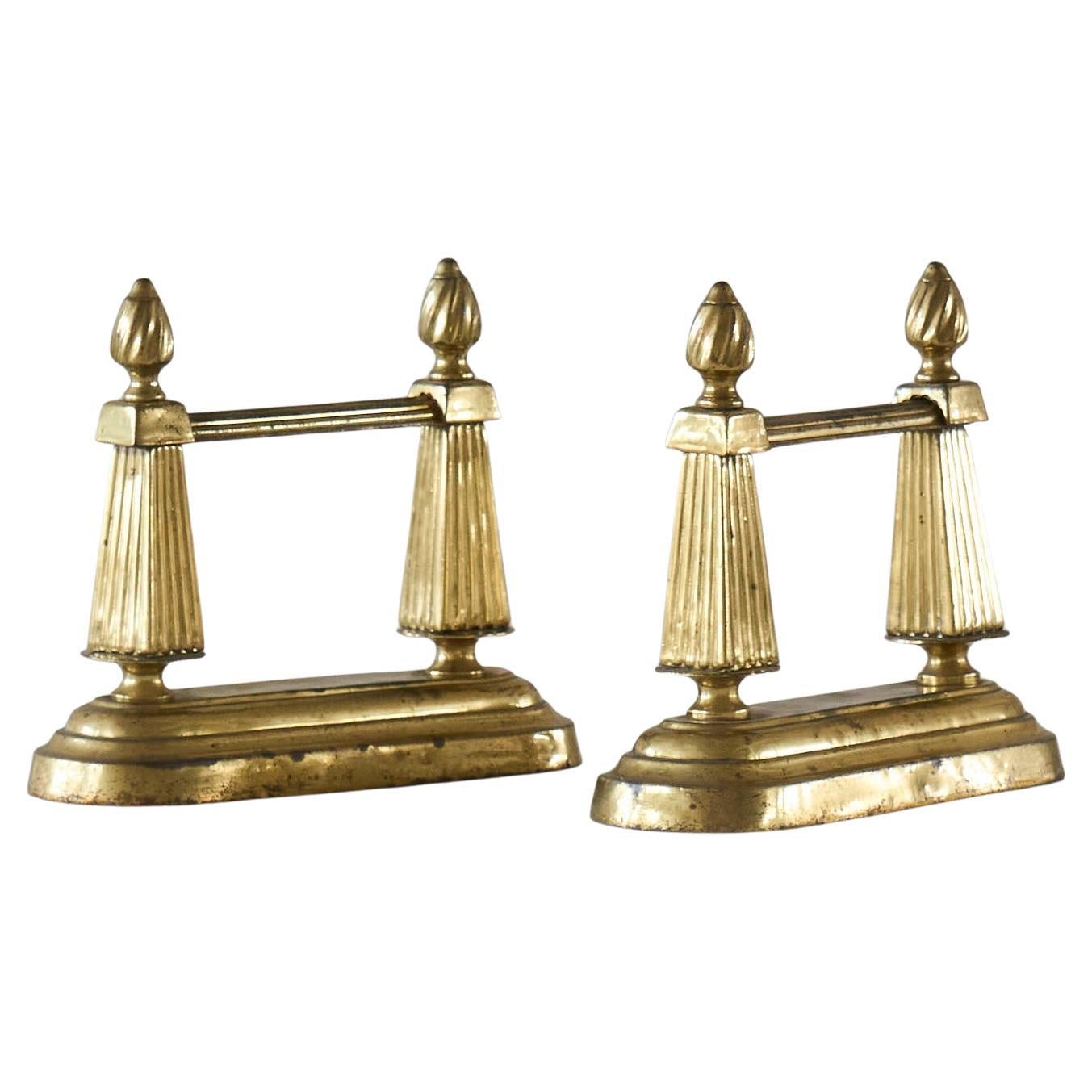 Coppia di Androni Neoclassici in Ottone Patinato