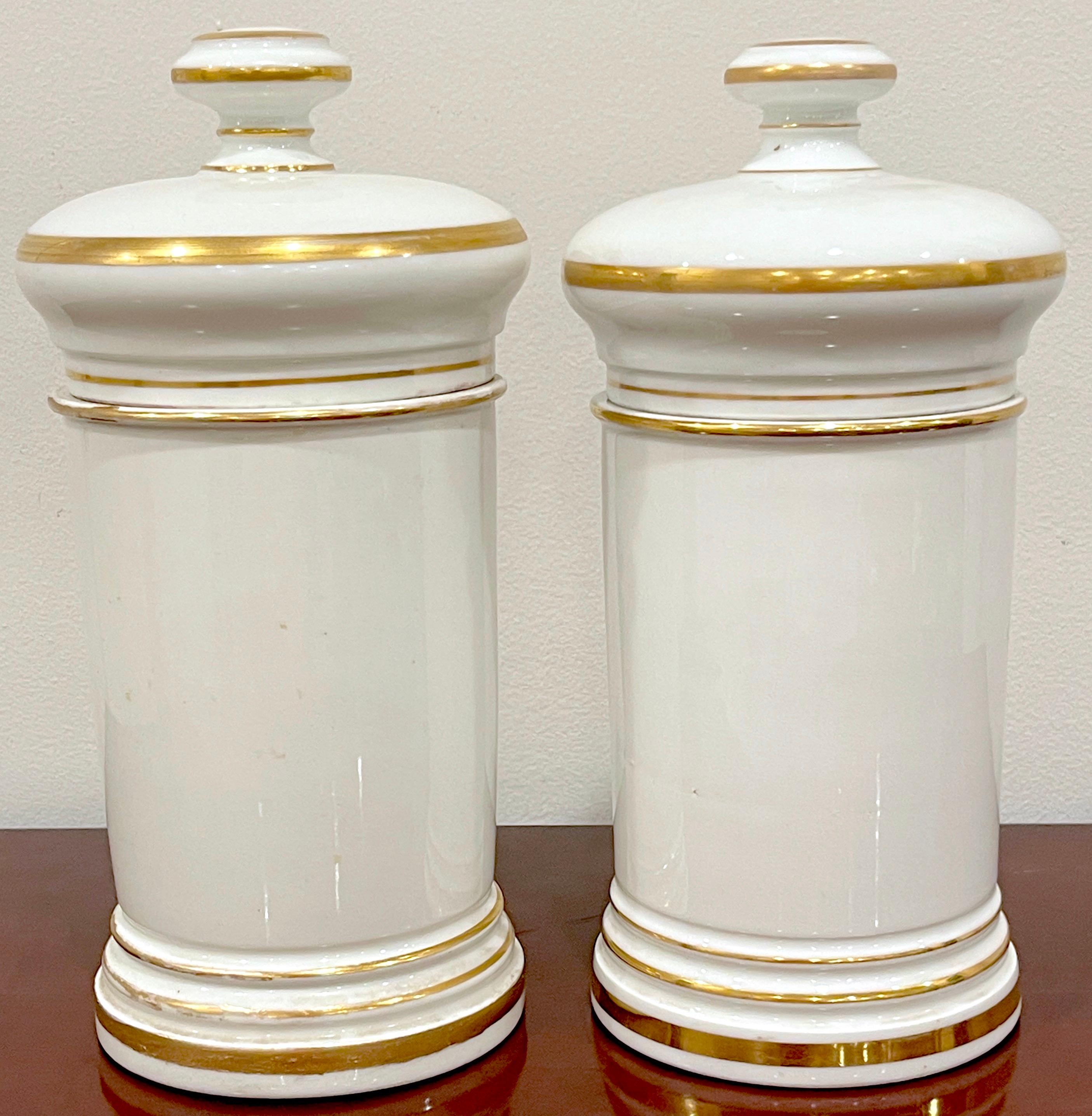 19th Century Pair of Neoclassical Apothecary Jars by Maison A Collin Porcelaines & Cristaux For Sale