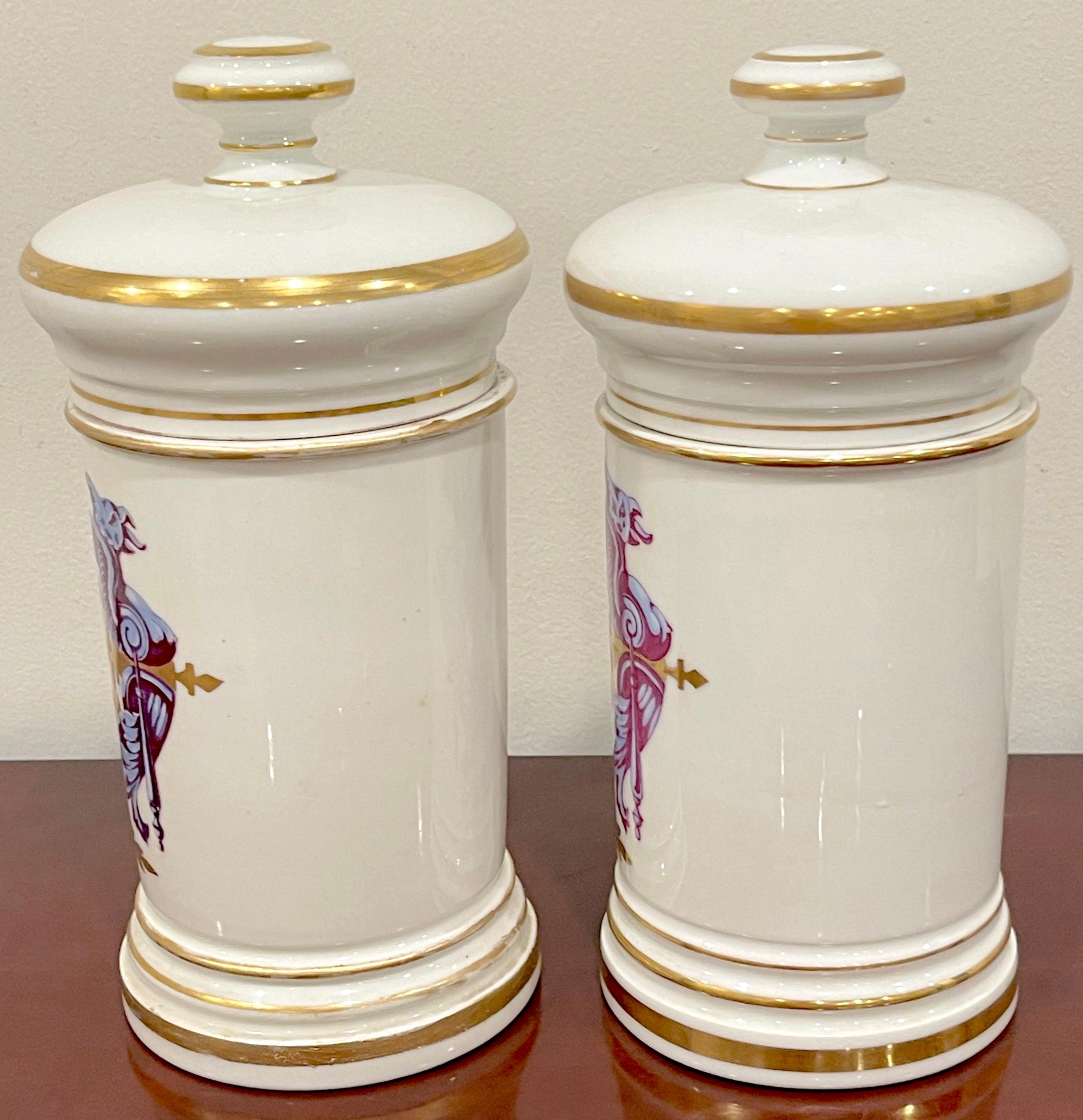 Pair of Neoclassical Apothecary Jars by Maison A Collin Porcelaines & Cristaux For Sale 2