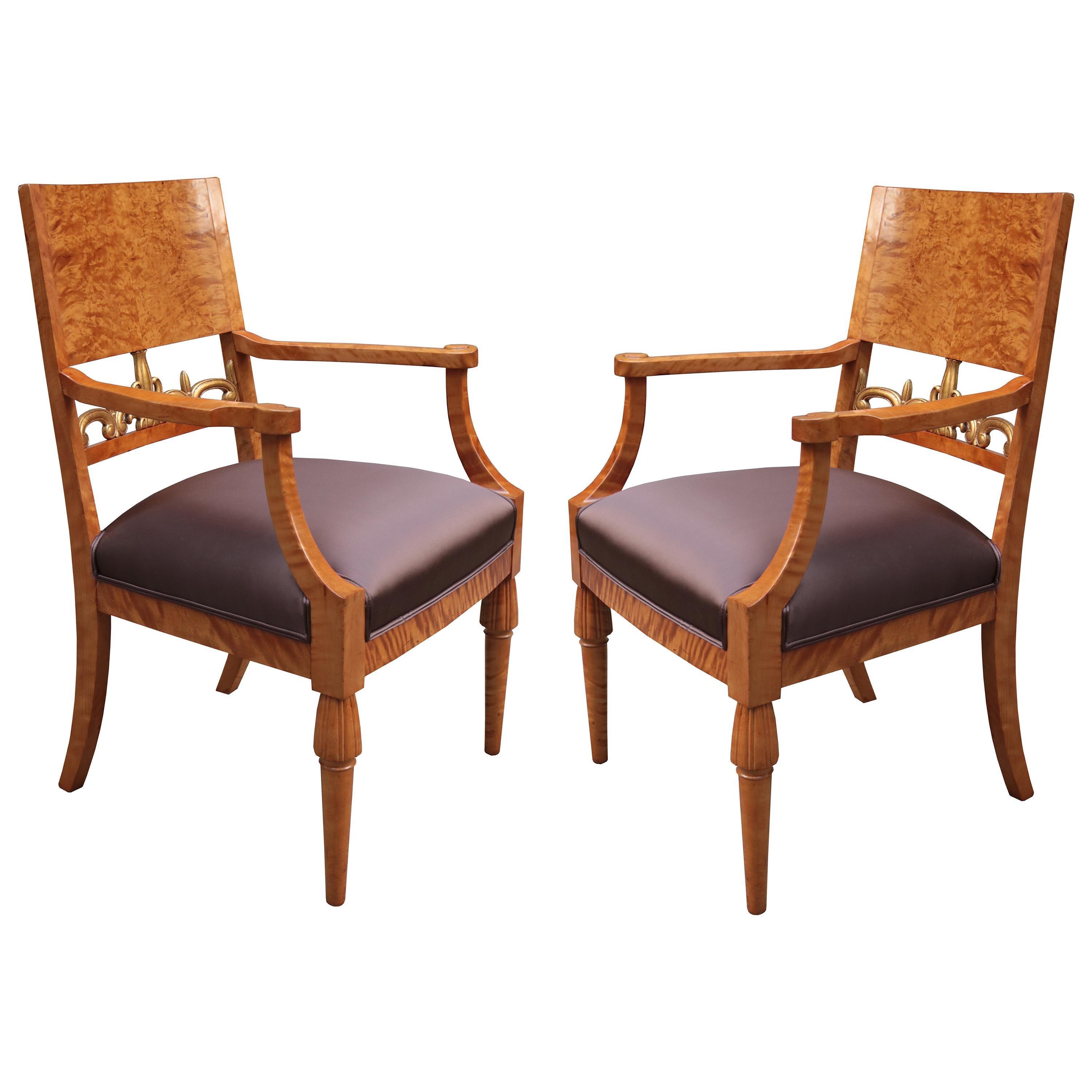 Pair of Neoclassical Armchairs For Sale