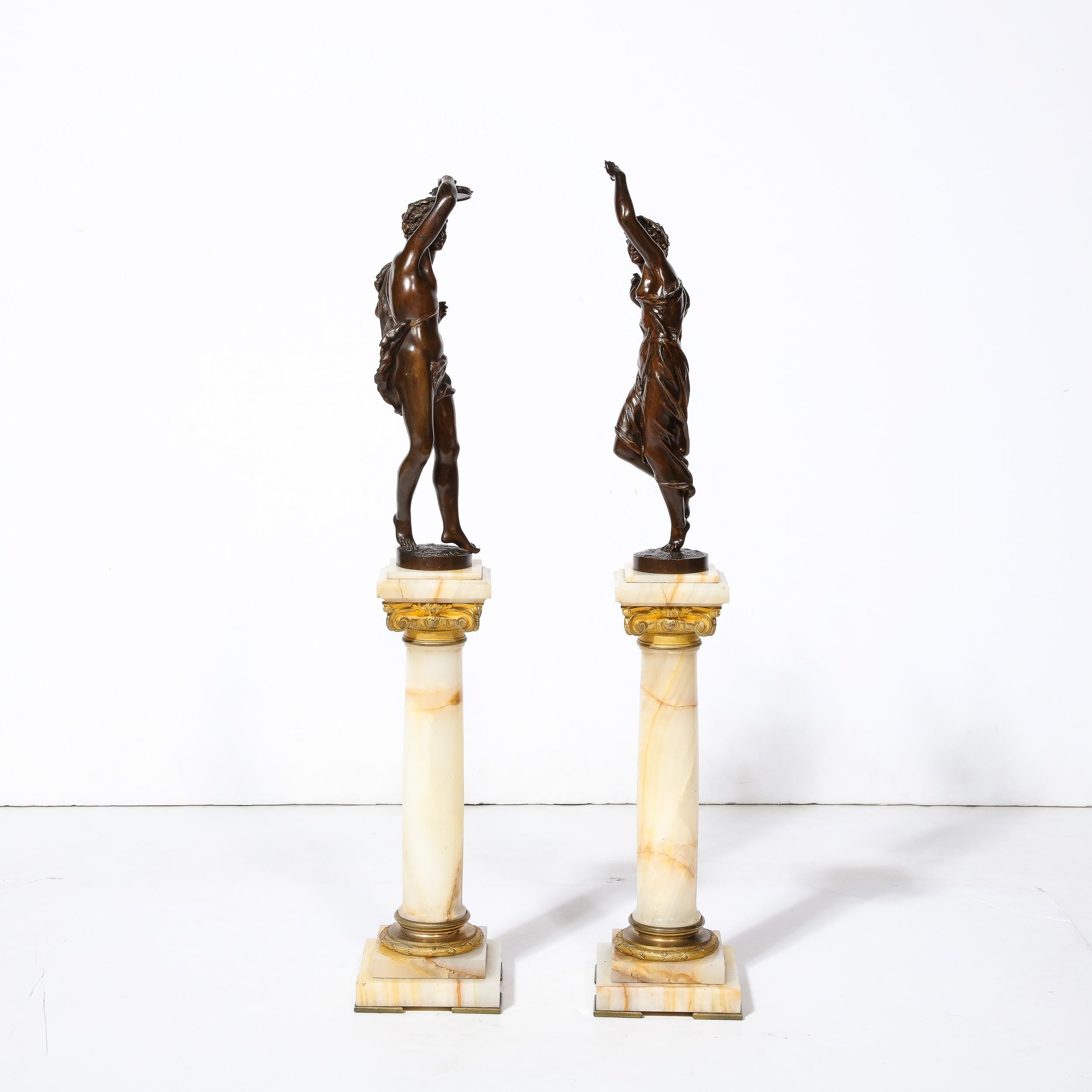 Pair of Neoclassical Bacchantes Sculptures in Bronze signed Ernest Rancoulet For Sale 6