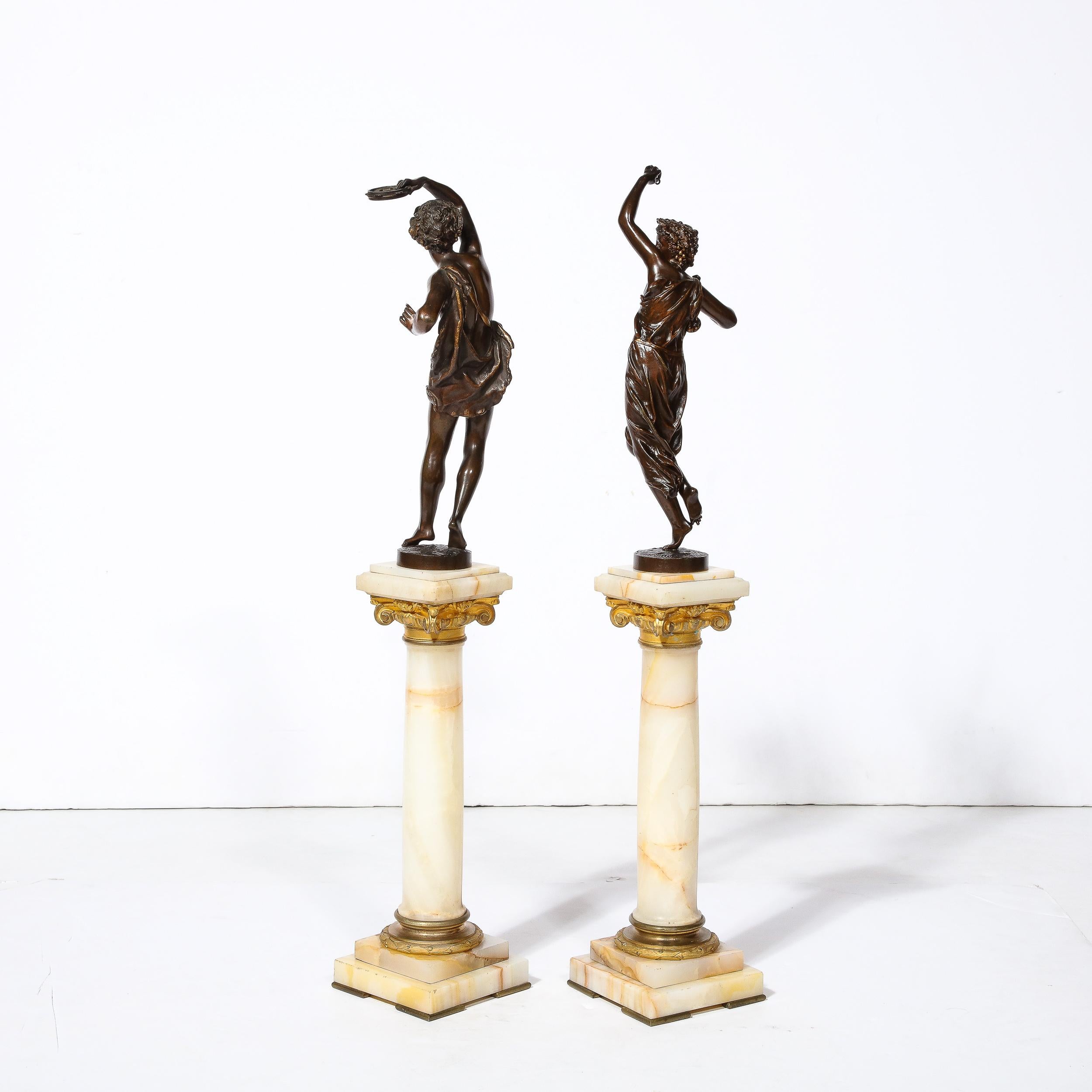 Pair of Neoclassical Bacchantes Sculptures in Bronze signed Ernest Rancoulet For Sale 7