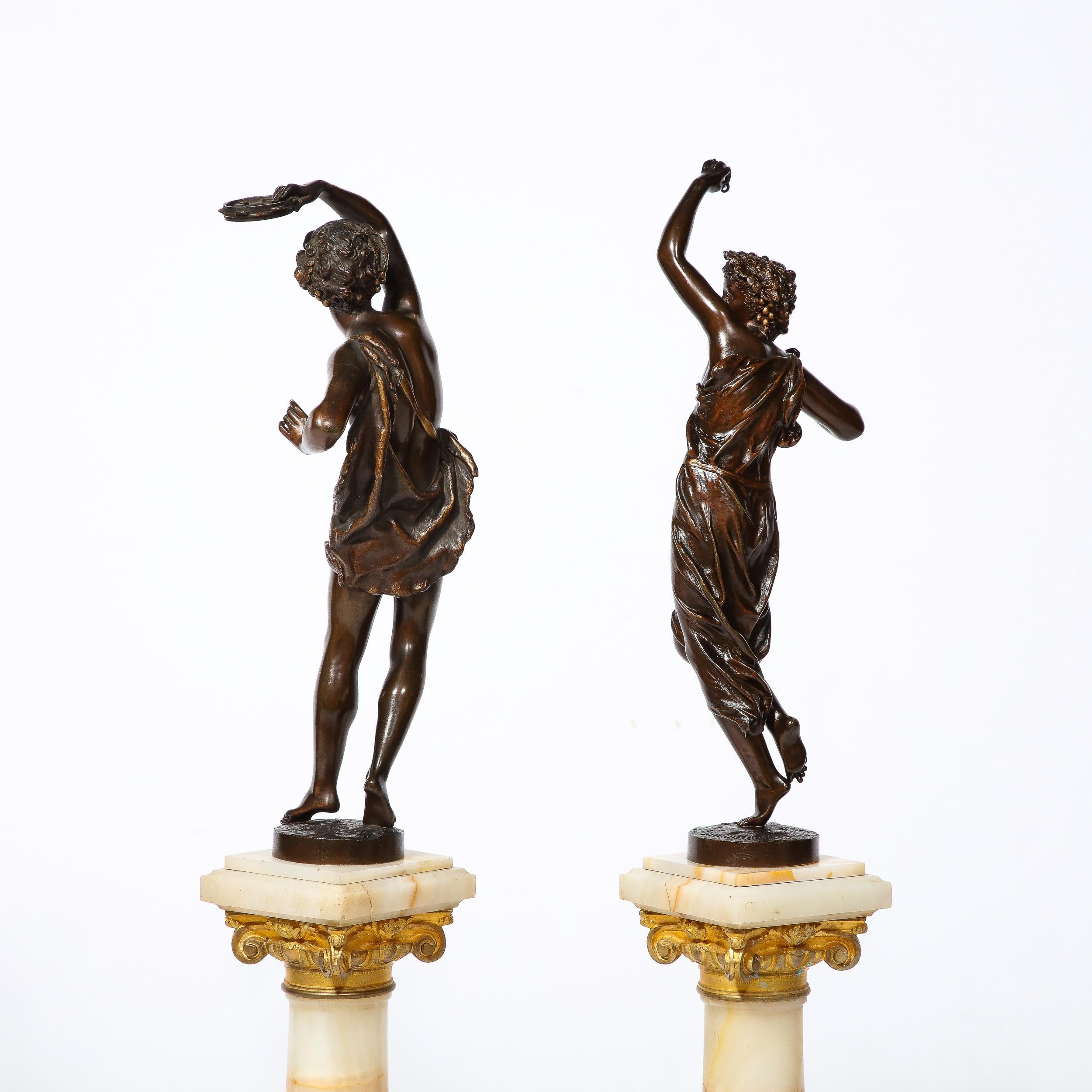 Pair of Neoclassical Bacchantes Sculptures in Bronze signed Ernest Rancoulet For Sale 8