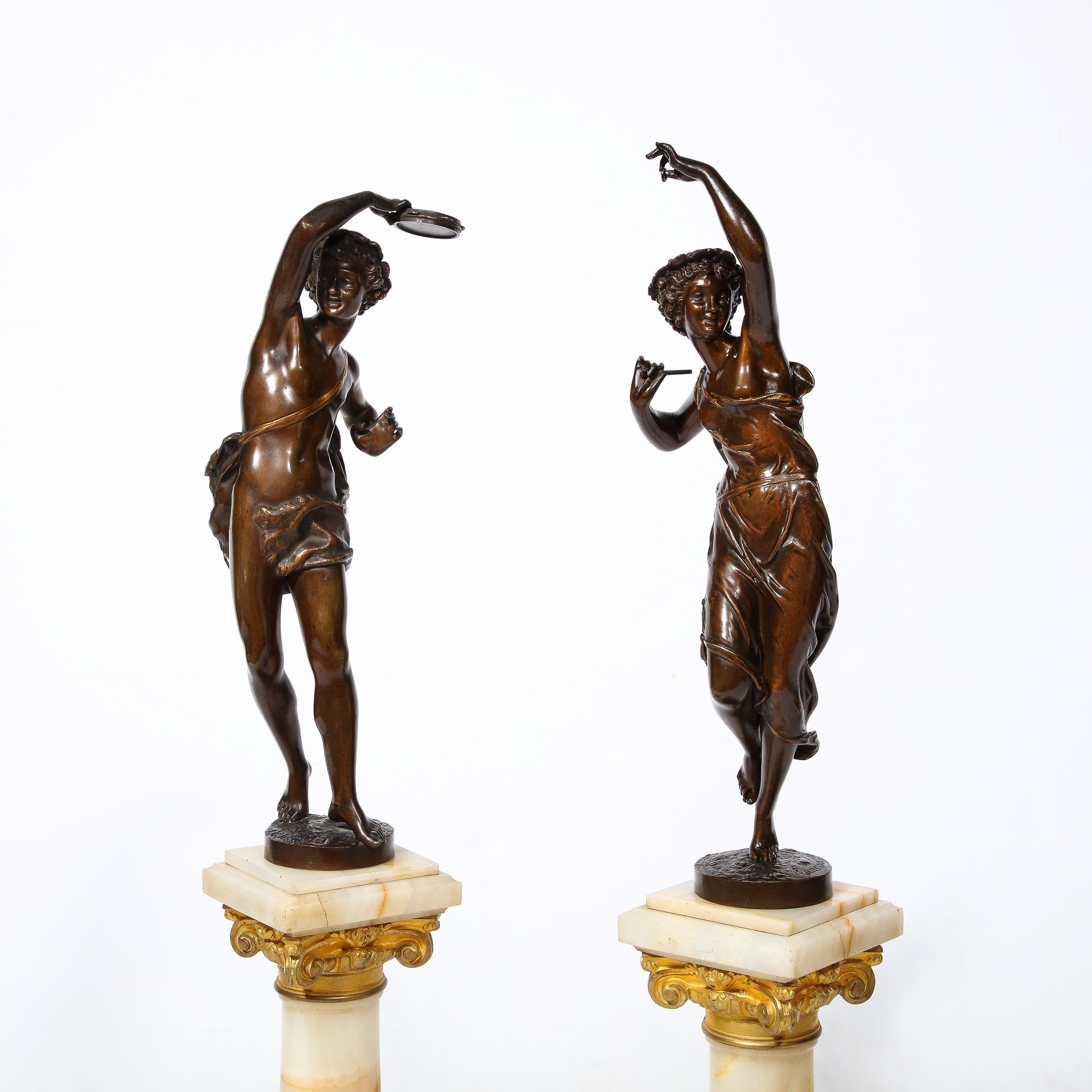 Pair of Neoclassical Bacchantes Sculptures in Bronze signed Ernest Rancoulet For Sale 2