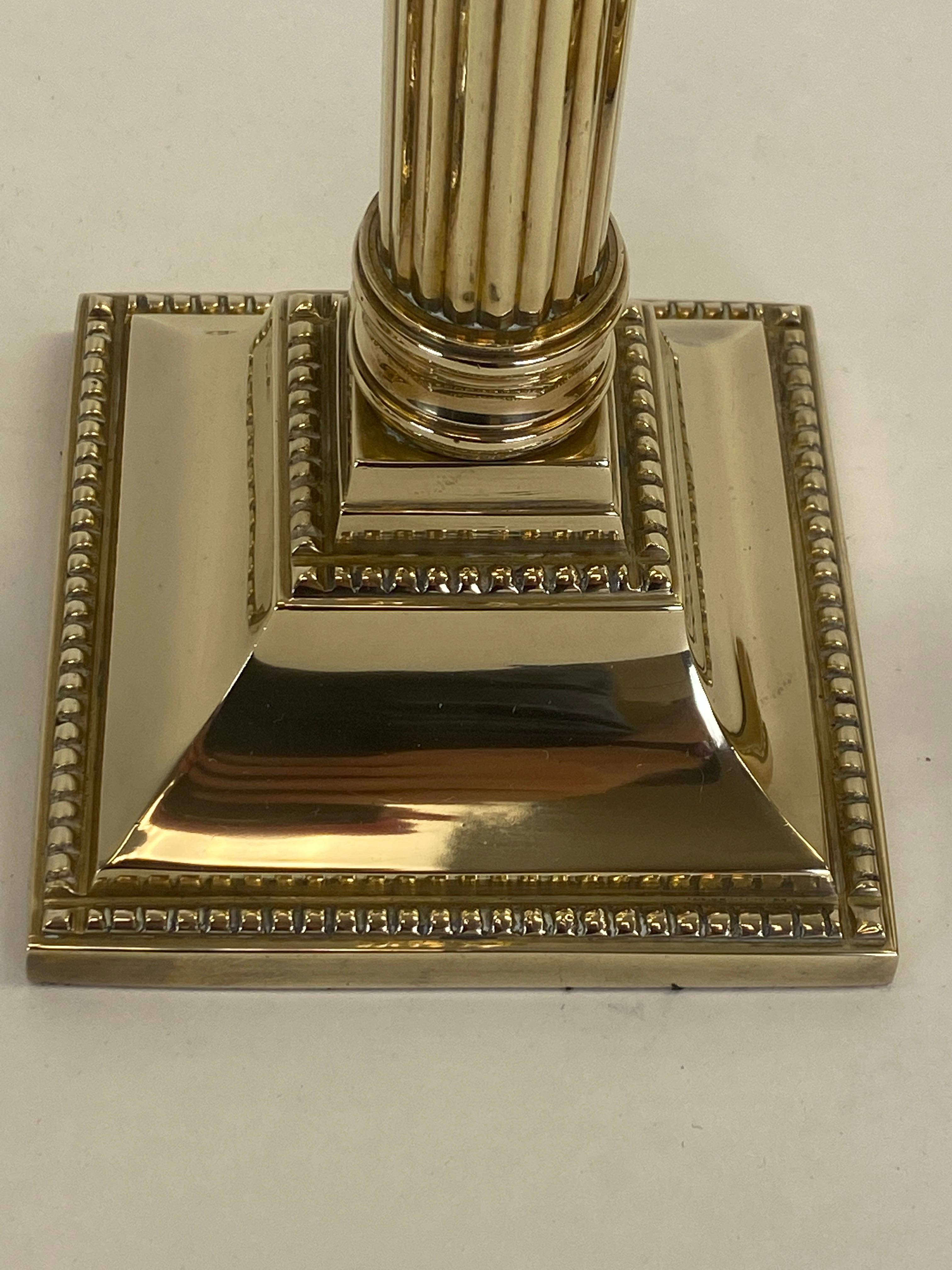 Pair of NeoClassical Brass Candlesticks  In Good Condition For Sale In Nashville, TN