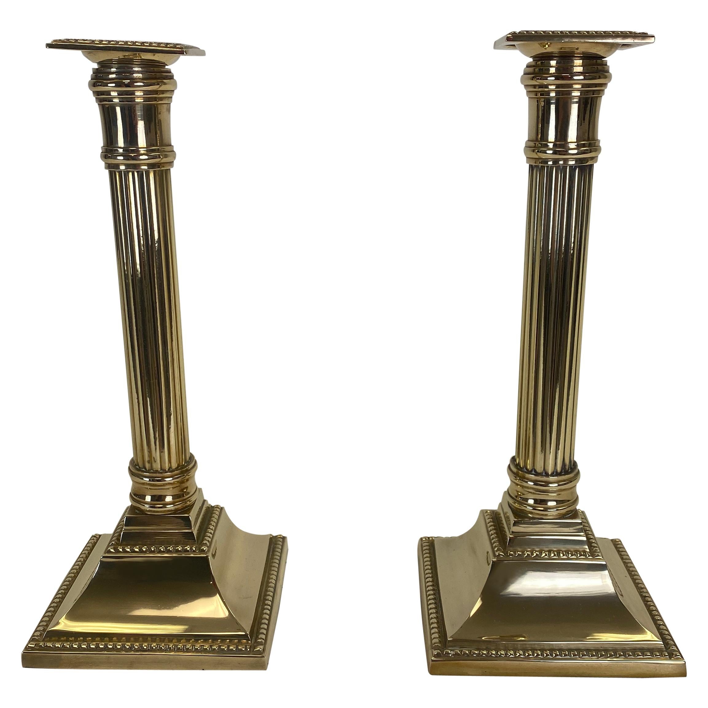 Pair of NeoClassical Brass Candlesticks 