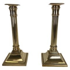 Vintage Pair of NeoClassical Brass Candlesticks 