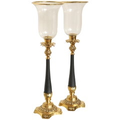 Pair of Neoclassical Brass Pineapple Hurricanes