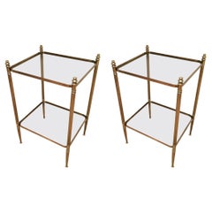Pair of Neoclassical Brass Side Table, French, circa 1940