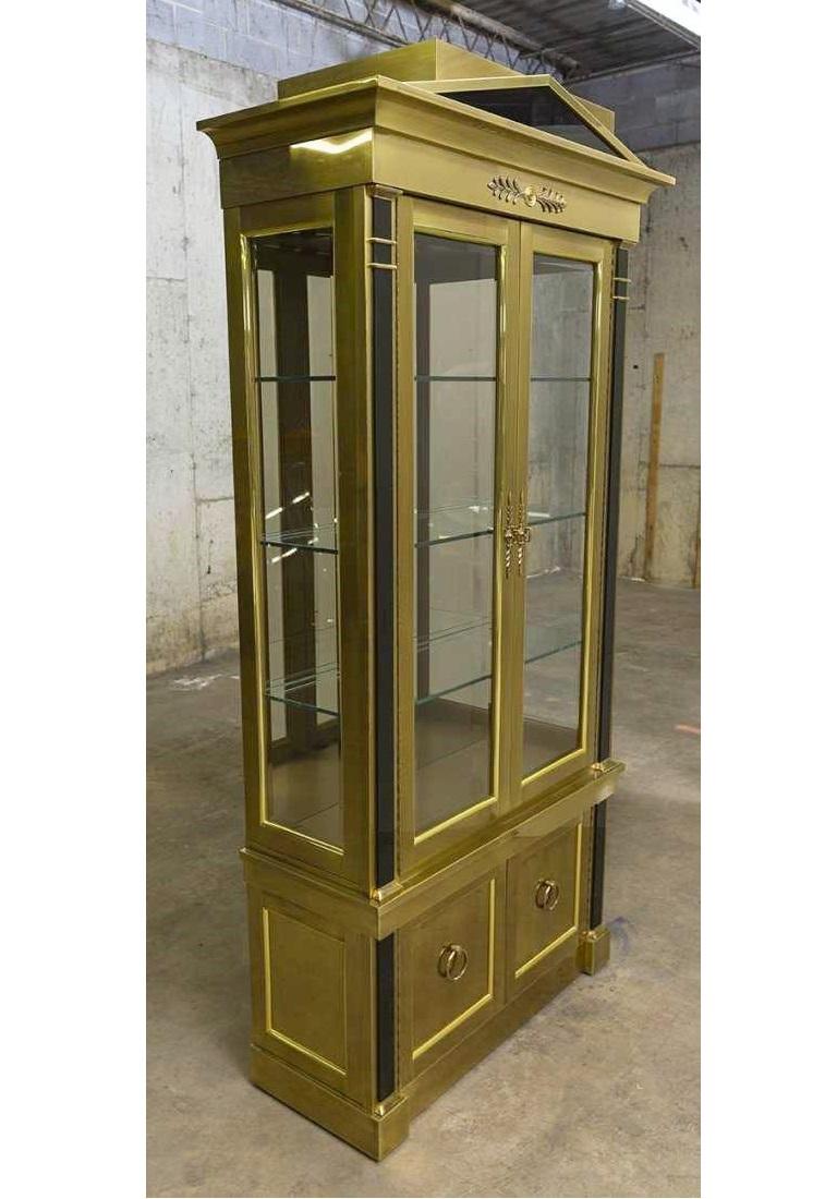 Mid-Century Modern Two Neoclassical Brass Vitrine Cabinets by Mastercraft For Sale
