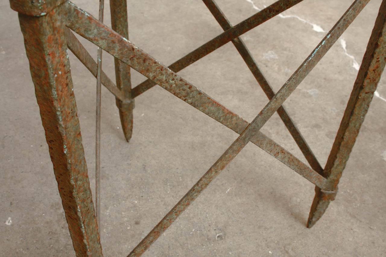 Pair of Neoclassical Bronze and Travertine Drinks Tables 1