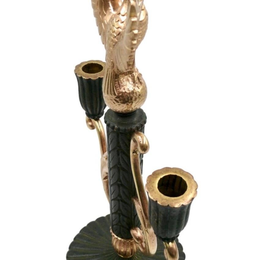 Mid-20th Century Pair of neoclassical bronze candelabra with eagle For Sale