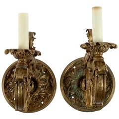 Pair of Neoclassical Bronze Doré Sconces