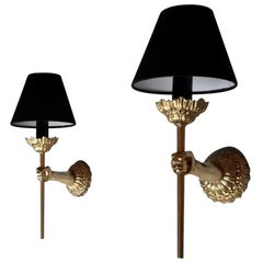 Pair of Neoclassical Bronze Sconces, Maison Lancel, France, 1960