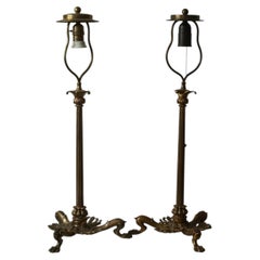 Pair of Neoclassical Bronze Table Lamps by M.G. Bindesbøll, Denmark, ca. 1850