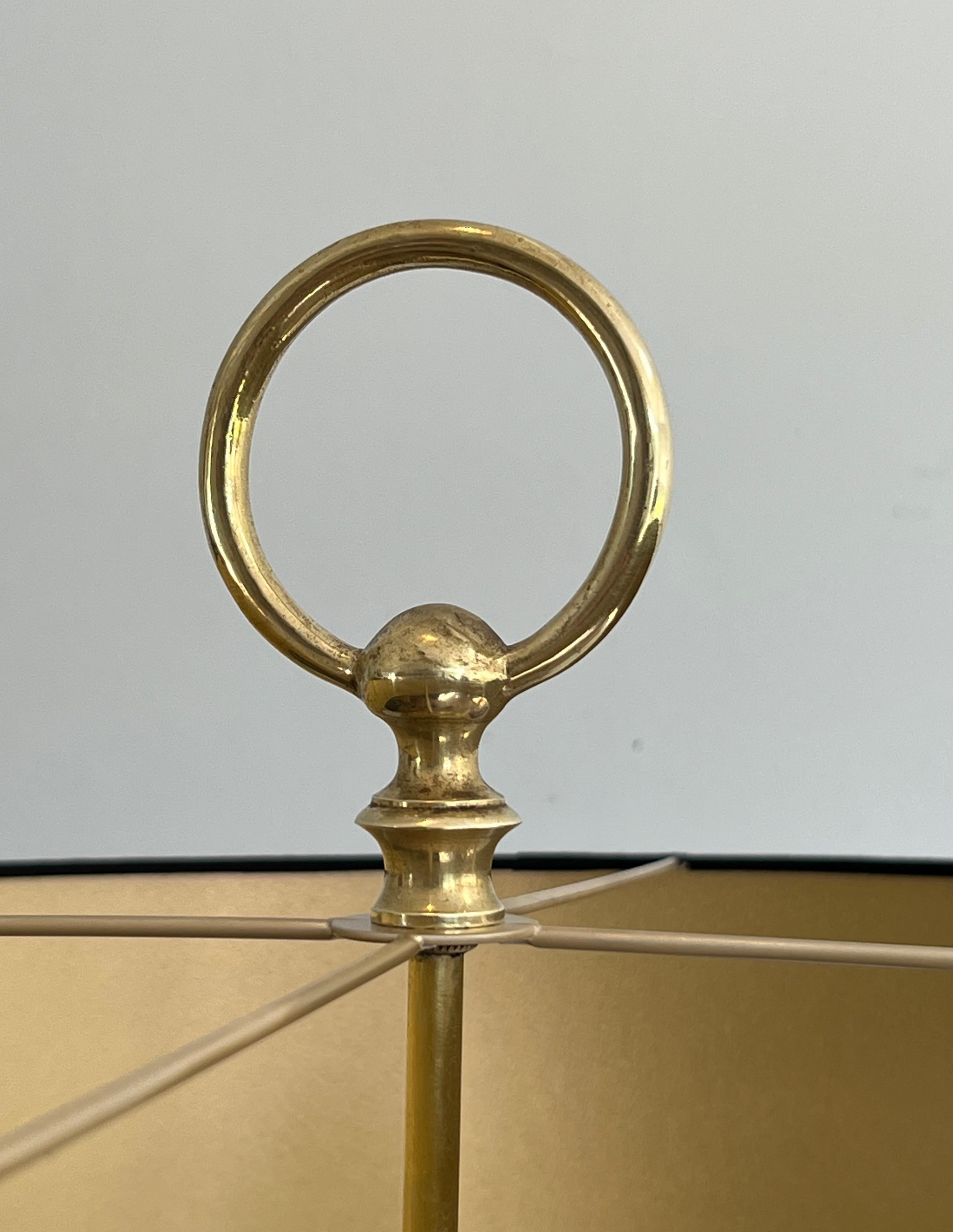 Paire de lampadaires néoclassiques en acier brossé et laiton dans le style de M. Charles Bon état - En vente à Marcq-en-Barœul, Hauts-de-France