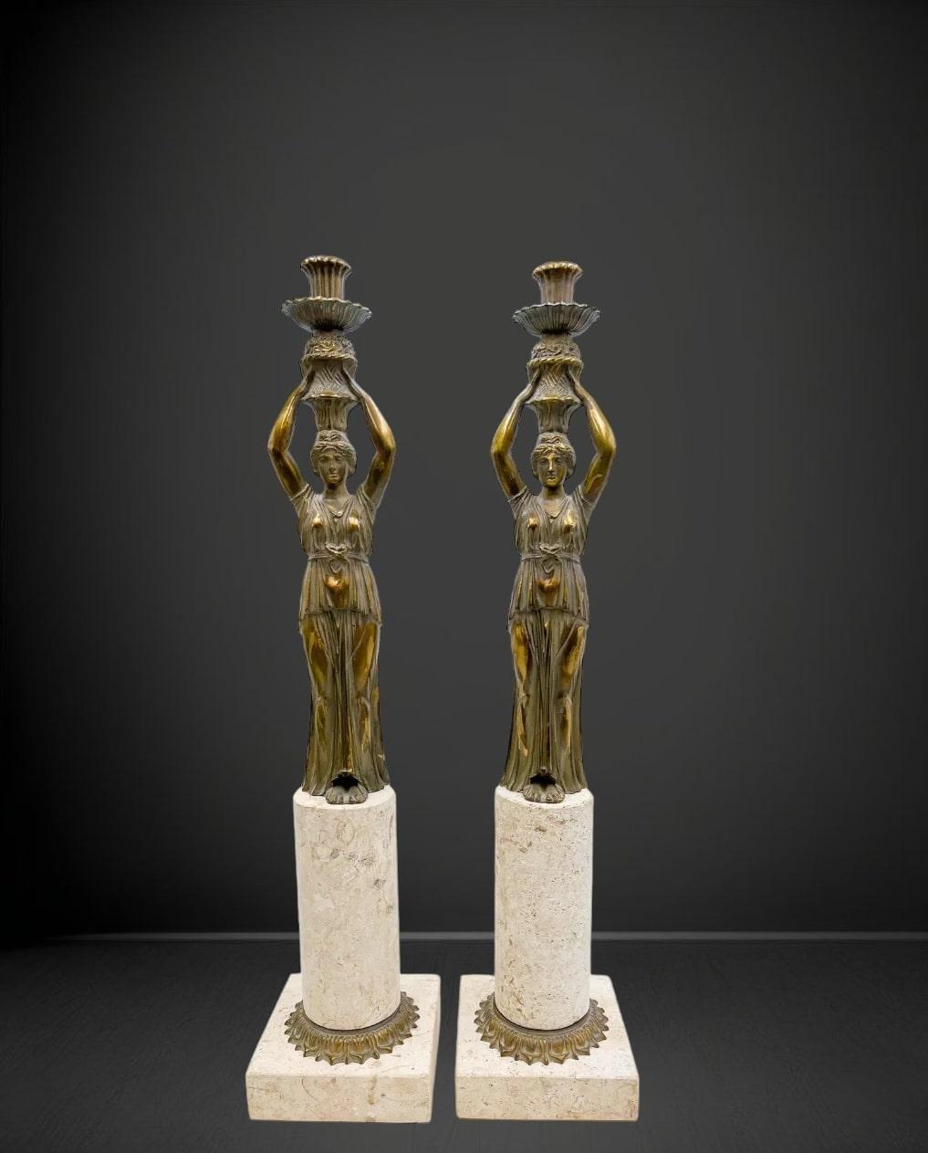 Pair of Neoclassical Candleholders For Sale 7