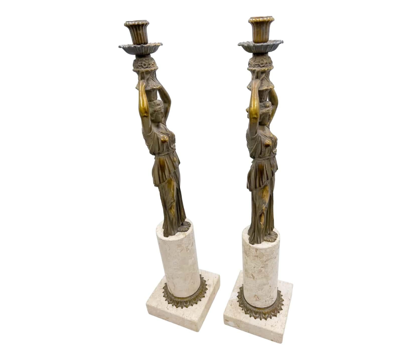 Pair of Neoclassical Candleholders In Good Condition For Sale In North Palm Beach, FL