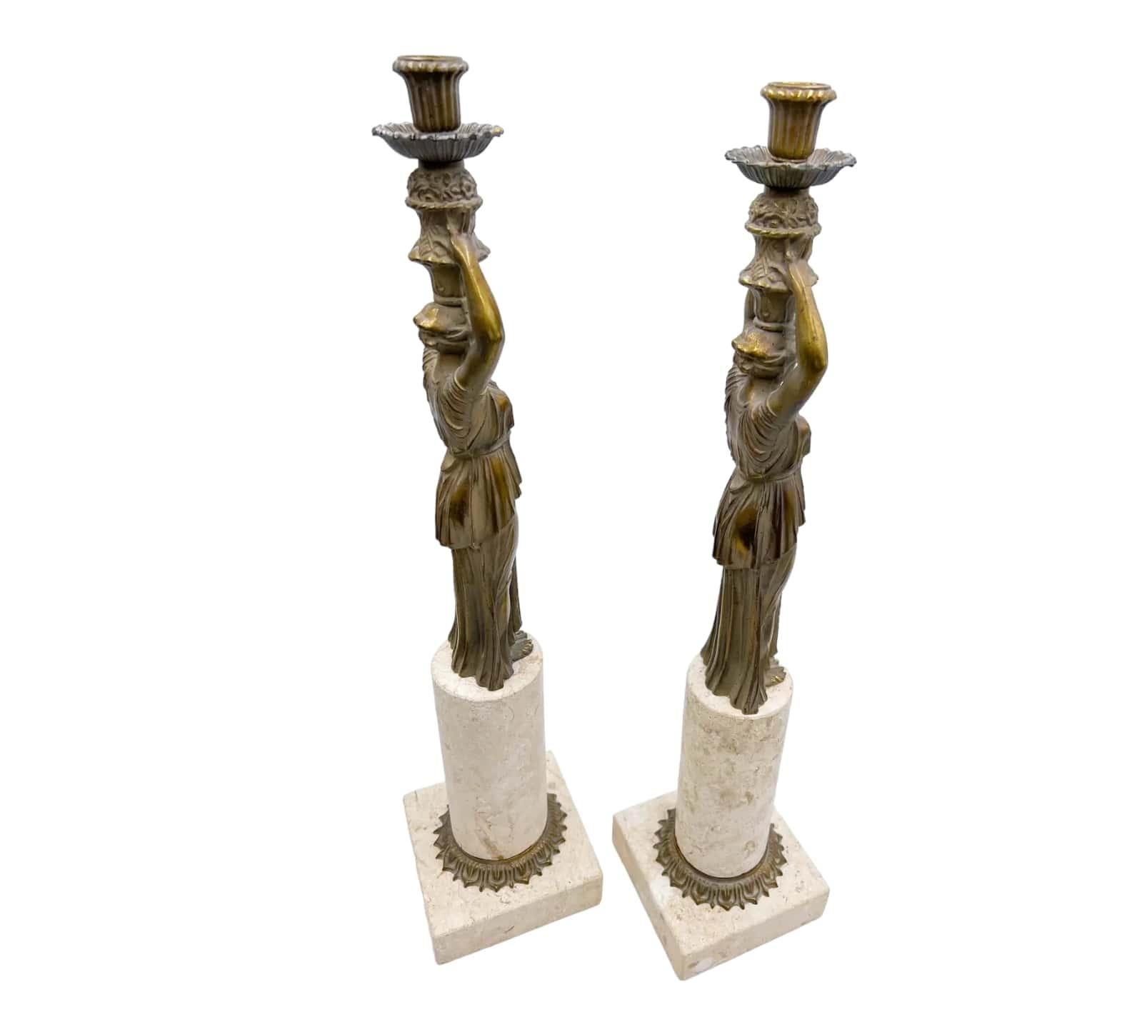 Mid-20th Century Pair of Neoclassical Candleholders For Sale