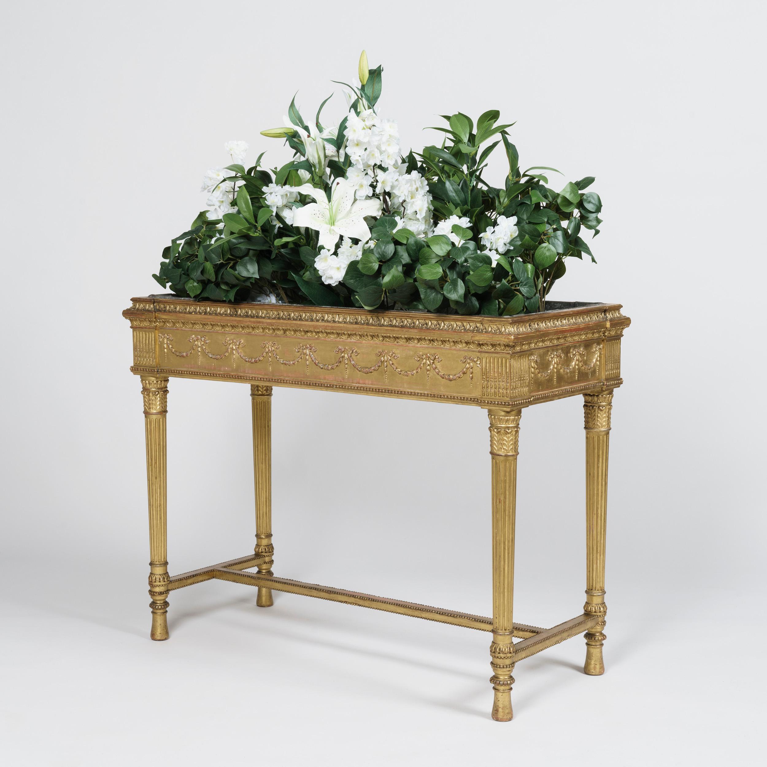 Gilt Pair of Neoclassical Carved and Gilded Planters