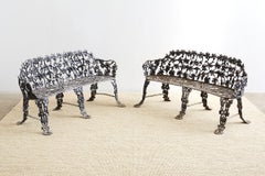 Pair of Neoclassical Cast Aluminum Garden Benches