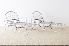 Pair of Neoclassical Cast Iron Chaise Lounges