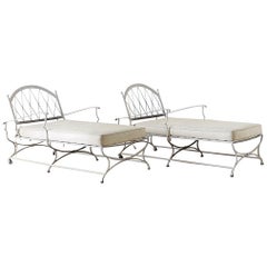 Pair of Neoclassical Cast Iron Chaise Lounges