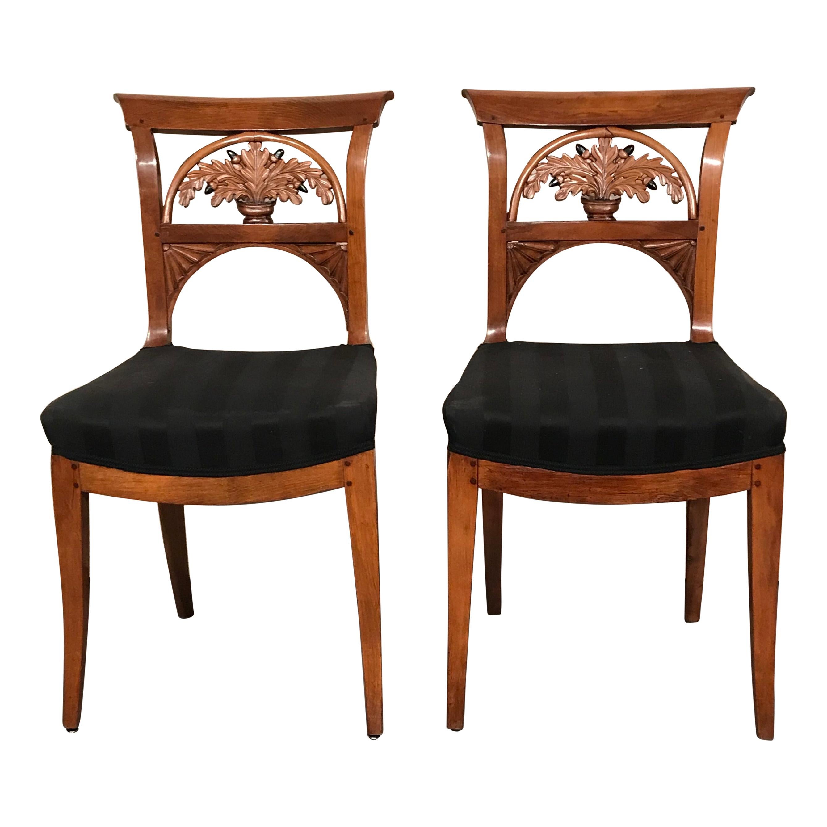 Pair of Neoclassical Chairs, Switzerland, 1820